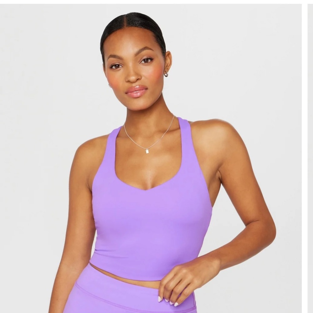 Fabletics Anywhere Cropped Built-In Bra Tank neon violet